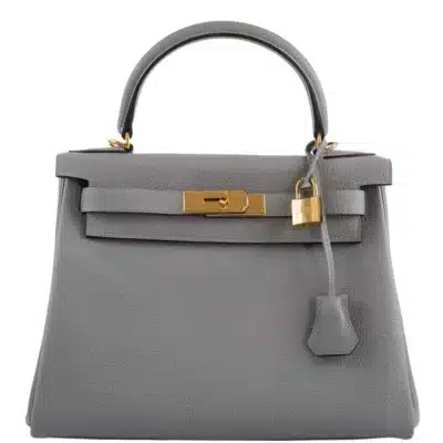 Hermès HSS Kelly 28 Retourne Gris Mouette & Black Togo Palladium Hardware