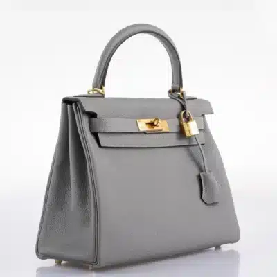 Hermès HSS Kelly 28 Retourne Gris Mouette & Black Togo Palladium Hardware