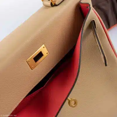 Hermès HSS Kelly 28 Retourne Trench & Rouge Tomate Evercolor Brushed Gold Hardware