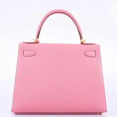 Hermès HSS Kelly 28 Sellier Rose Confetti & Blue Paradis Chevre Brushed Gold Hardware