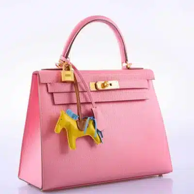 Hermès HSS Kelly 28 Sellier Rose Confetti & Blue Paradis Chevre front2