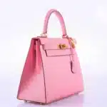 Hermès HSS Kelly 28 Sellier Rose Confetti & Blue Paradis Chevre Brushed Gold Hardware