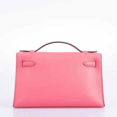 Hermès HSS Kelly Pochette Rose Azalee and Rose Mexico Swift Gold Hardware