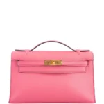 Hermès HSS Kelly Pochette Rose Azalee and Rose Mexico Swift Gold Hardware