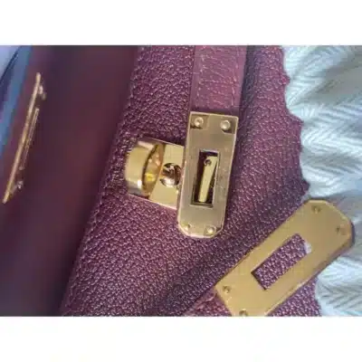 Hermès HSS Mini Kelly 20 Bordeaux and Raisin Chevre detail2