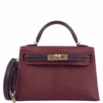 Hermès HSS Mini Kelly 20 Bordeaux and Raisin Chevre Gold Hardware