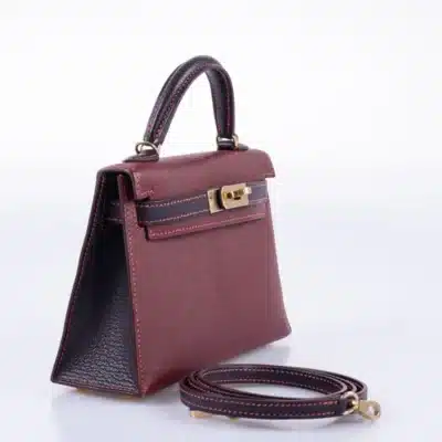 Hermès HSS Mini Kelly 20 Bordeaux and Raisin Chevre Gold Hardware