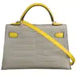 Hermès HSS Mini Kelly 20 Gris Perle And Jaune Citron Matte Alligator Mississippiensis Gold Hardware