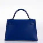 Hermès HSS Mini Kelly 20 II Sellier Blue Electric and Black Interior Epsom Palladium Hardware