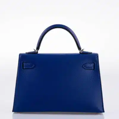 Hermès HSS Mini Kelly 20 II Sellier Blue Electric and Black Interior Epsom Palladium Hardware