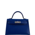 Hermès HSS Mini Kelly 20 II Sellier Blue Electric and Black Interior Epsom Palladium Hardware