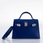 Hermès HSS Mini Kelly 20 II Sellier Blue Electric and Black Interior Epsom Palladium Hardware