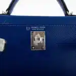 Hermès HSS Mini Kelly 20 II Sellier Blue Electric and Black Interior Epsom Palladium Hardware