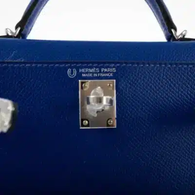 Hermès HSS Mini Kelly 20 II Sellier Blue Electric and Black Interior Epsom Palladium Hardware