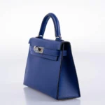 Hermès HSS Mini Kelly 20 II Sellier Blue Electric and Black Interior Epsom Palladium Hardware