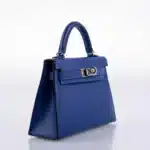 Hermès HSS Mini Kelly 20 II Sellier Blue Electric and Black Interior Epsom Palladium Hardware