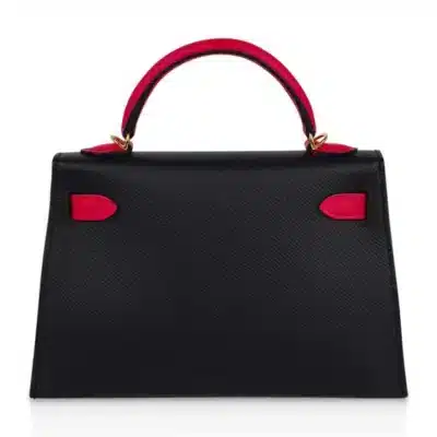 Hermès HSS Mini Kelly 20 Sellier Black And Rose Extreme Epsom Gold Hardware