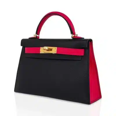 Hermès HSS Mini Kelly 20 Sellier Black And Rose Extreme Epsom Gold Hardware