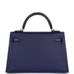 Hermès HSS Mini Kelly 20 Sellier Bleu Encre and Bleu Indigo Chevre Mysore Palladium Hardware