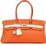 Hermès HSS Rare Collectible 2009 Birkin 42 "Shoulder Birkin" Orange H And White Clemence JPG Shoulder Palladium Hardware