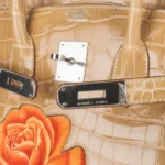 Hermès HSS Rare Collectible Birkin 35 Poussiere Dewdrop And Roses Shiny Porosus Crocodile One of a Kind Palladium Hardware