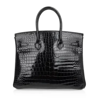 Hermès HSS Rare Collectible Birkin 35 Shiny Porosus Crocodile Black And Red La Rosee One of a Kind Bag Gold Hardware Luxury replica handbags