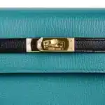 Hermès HSS Rare Collectible Kelly 25 Sellier Blue Paon And Black Chevre Mysore Gold Hardware