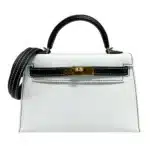 Hermès HSS Rare Collectible Mini Kelly 20 Black and White Panda Epsom Gold Hardware