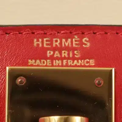 Hermès HSS Vintage 1994 Kelly 32 Sellier Rouge Vif/Parchemin/Bleu Marine Box Calf Gold Hardware Lushentic replica handbags