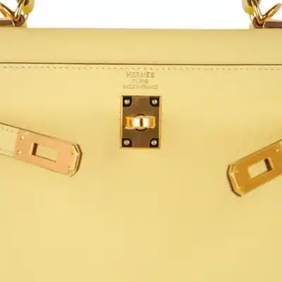 Hermes Kelly 25 Jaune Poussin Epsom Gold Logo2