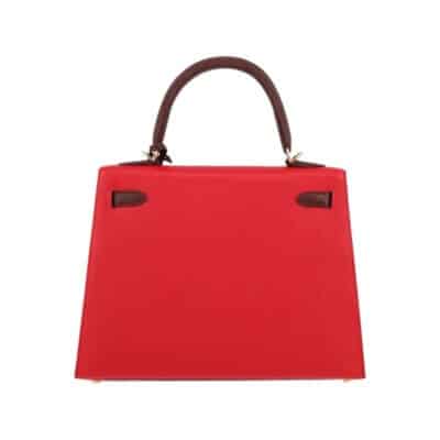 Hermès Kelly 25 Red and Burgundy Epsom Gold Hardware