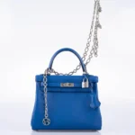 Hermès Kelly 25 Retourne Bleu France Swift Palladium Hardware