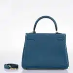 Hermès Kelly 25 Retourne Blue Colvert Togo Gold Hardware