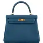 Hermès Kelly 25 Retourne Blue Colvert Togo Gold Hardware