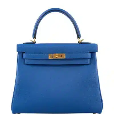 Hermès Kelly 25 Retourne Blue France Togo Gold Hardware