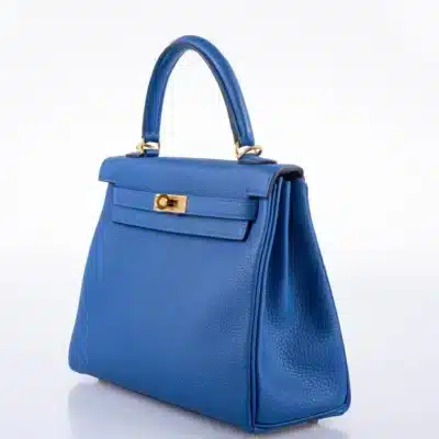 Hermès Kelly 25 Retourne Blue France Togo Gold Hardware