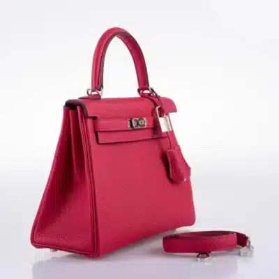 Hermès Kelly 25 Retourne Framboise Togo Palladium Hardware