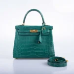 Hermès Kelly 25 Retourne Malachite Matte Alligator Mississippiensis Gold Hardware