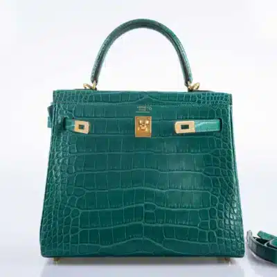 Hermès Kelly 25 Retourne Malachite Matte Alligator Mississippiensis Gold Hardware