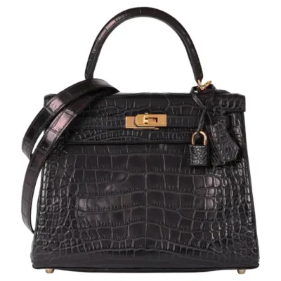 Hermès Kelly 25 Retourne Prunoir Matte Alligator Mississippiensis Gold Hardware