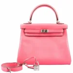 Hermès Kelly 25 Retourne Rose Azalee Swift Palladium Hardware