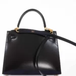 Hermès Kelly 25 Sellier Black Box Gold Hardware