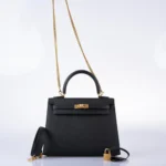 Hermès Kelly 25 Sellier Black Epsom Gold Hardware