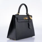 Hermès Kelly 25 Sellier Black Epsom Gold Hardware