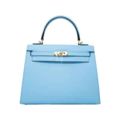 Hermès Kelly 25 Sellier Bleu Céleste Epsom Gold Hardware