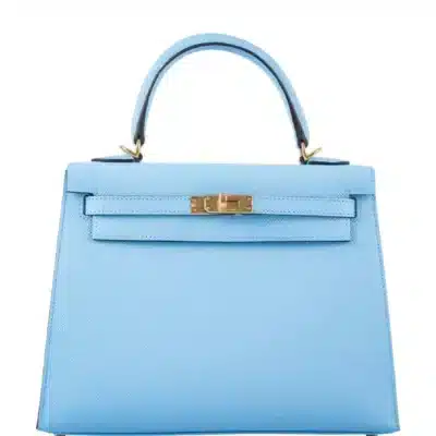 Hermès Kelly 25 Sellier Blue Celeste Epsom Gold Hardware Replica Designer Bags