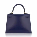 Hermès Kelly 25 Sellier Blue Sapphire Box Calfskin Gold Hardware