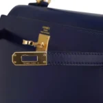 Hermès Kelly 25 Sellier Blue Sapphire Box Calfskin Gold Hardware