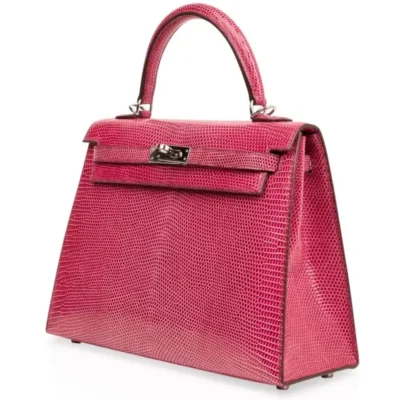 Hermès Kelly 25 Sellier Fuchsia Lizard Palladium Hardware