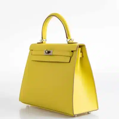 Hermès Kelly 25 Sellier Lime Epsom Palladium Hardware